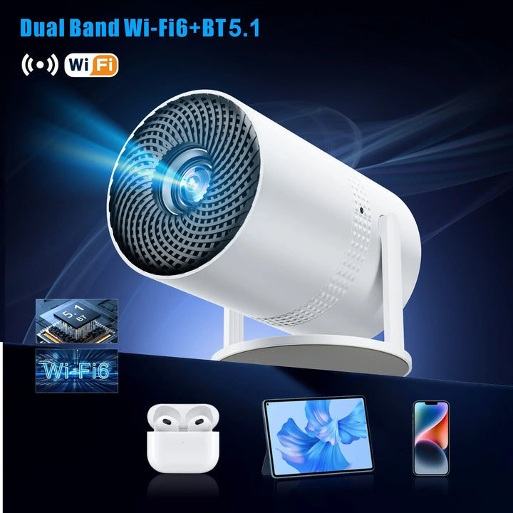 Salange P300 Mini Portable Projector - 4K 8K Video Decoding, 720P HD, Android 11, Wi-Fi, BT 5.1